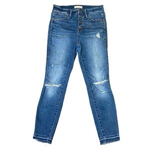 Madewell 10" High Rise Skinny Jeans Medium Wash Distressed Knee Womens 28